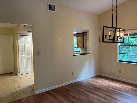 Empty room, Interior, Pendant Lights, Wood Texture Flooring