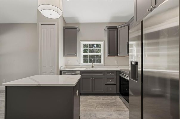 Interior, Kitchen, Stainless Steel Appliances, Wood Texture Flooring