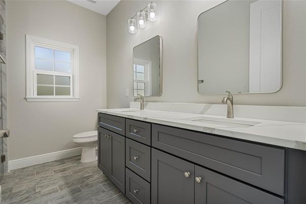 Bathroom, Dual Sink Vanities, Interior, Wood Texture Flooring