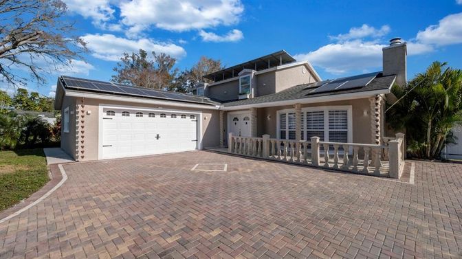 Attached, Exterior, Facade, Solar Panels, Ranch