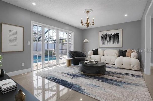Chandelier, Interior, Living room, Recessed Lighting