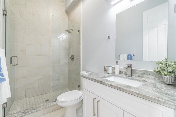 Bathroom, Glass Shower, Interior, Marble Walls