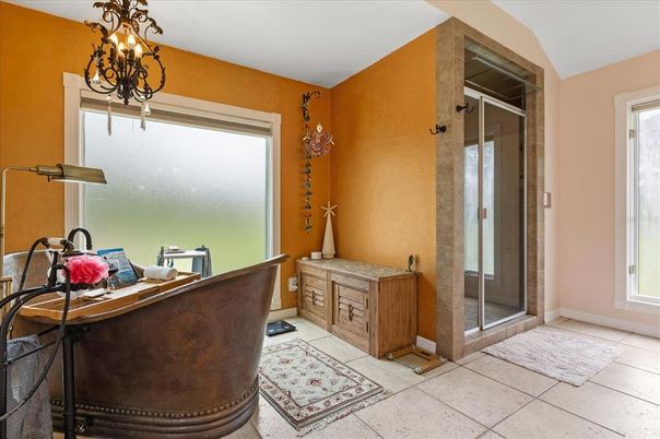 Bathroom, Chandelier, Glass Shower, Interior