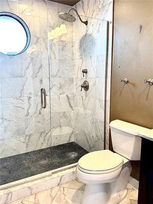 Bathroom, Glass Shower, Interior, Marble Walls