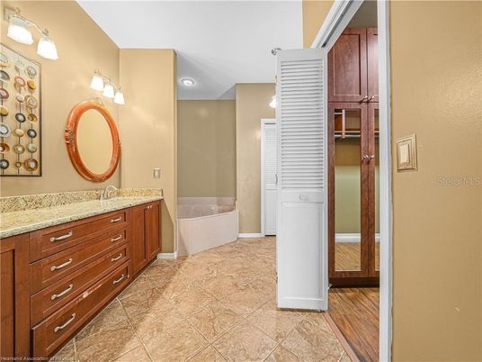 Bathroom, Interior, Recessed Lighting, Wood Texture Flooring