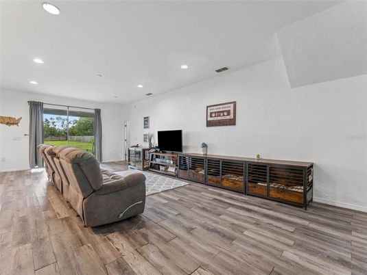 Interior, Living room, Recessed Lighting, Wood Texture Flooring