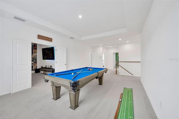 Billiard Table, Game Room, Interior, Recessed Lighting