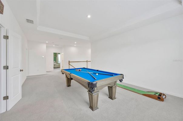 Billiard Table, Game Room, Interior, Recessed Lighting