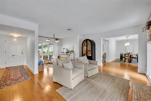 Dining room, Interior, Living room, Pendant Lights, Wood Texture Flooring