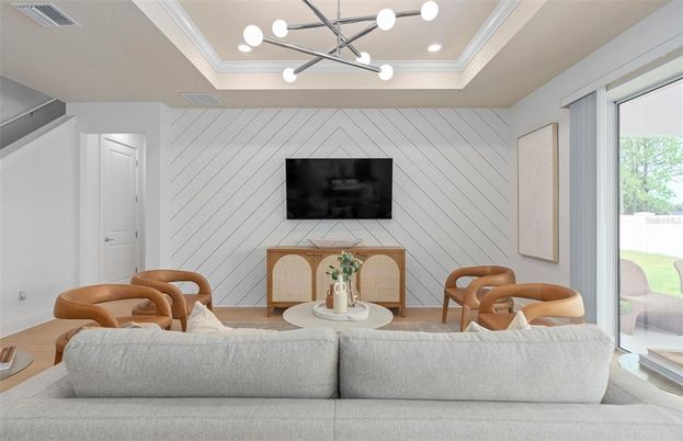 Interior, Living room, Pendant Lights, Wood Texture Flooring