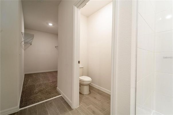 Bathroom, Interior, Recessed Lighting, Wood Texture Flooring