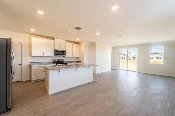 Interior, Kitchen, Recessed Lighting, Wood Texture Flooring