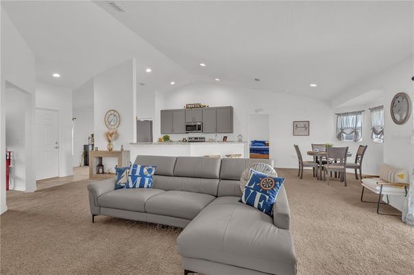 Dining room, Interior, Kitchen, Living room, Recessed Lighting