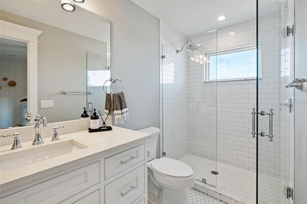 Bathroom, Glass Shower, Interior, Recessed Lighting