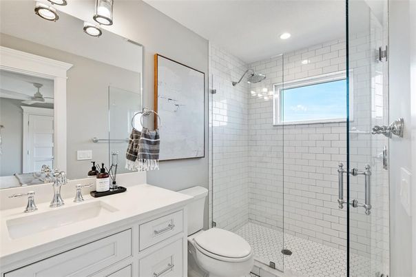 Bathroom, Glass Shower, Interior, Recessed Lighting
