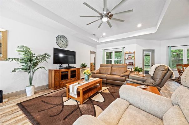 Interior, Living room, Recessed Lighting, Wood Texture Flooring