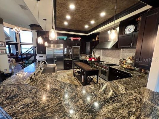 Dining room, Interior, Kitchen, Pendant Lights, Recessed Lighting, Stainless Steel Appliances