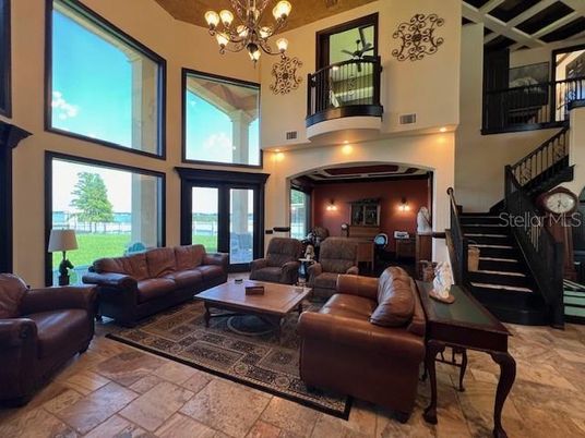 Chandelier, Interior, Living room, Recessed Lighting