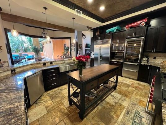 Interior, Kitchen, Pendant Lights, Recessed Lighting, Stainless Steel Appliances