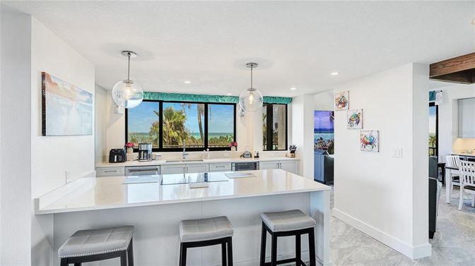 Interior, Kitchen, Marble, Pendant Lights, Recessed Lighting, Water