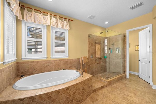 Bathroom, Glass Shower, Interior, Recessed Lighting