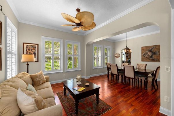 Dining room, Interior, Living room, Pendant Lights, Wood Texture Flooring