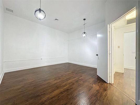 Empty room, Interior, Pendant Lights, Wood Texture Flooring