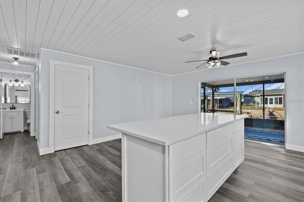 Interior, Kitchen, Recessed Lighting, Wood Texture Flooring