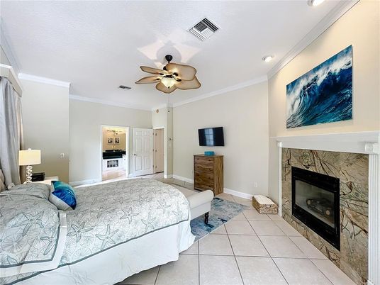 Bedroom, Fireplace, Interior, Recessed Lighting