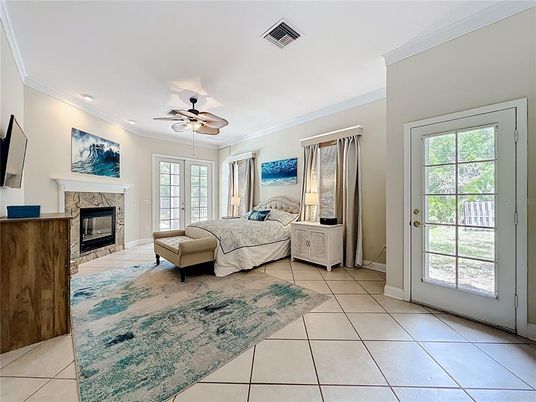 Bedroom, Fireplace, Interior, Recessed Lighting