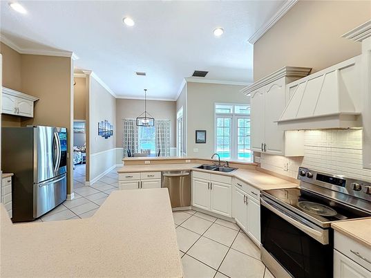Interior, Kitchen, Pendant Lights, Recessed Lighting, Stainless Steel Appliances