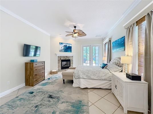 Bedroom, Fireplace, Interior