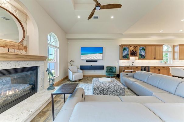 Fireplace, Interior, Living room, Recessed Lighting