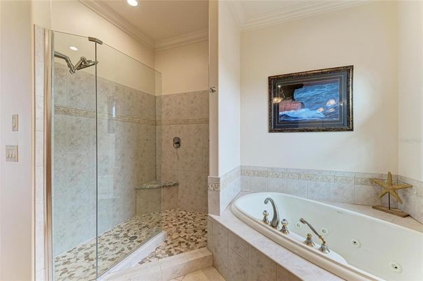 Bathroom, Glass Shower, Interior, Recessed Lighting