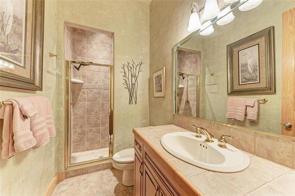 Bathroom, Glass Shower, Interior, Tile Countertops