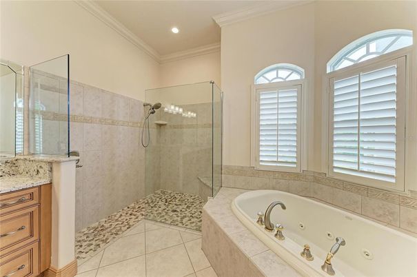 Bathroom, Glass Shower, Interior, Recessed Lighting