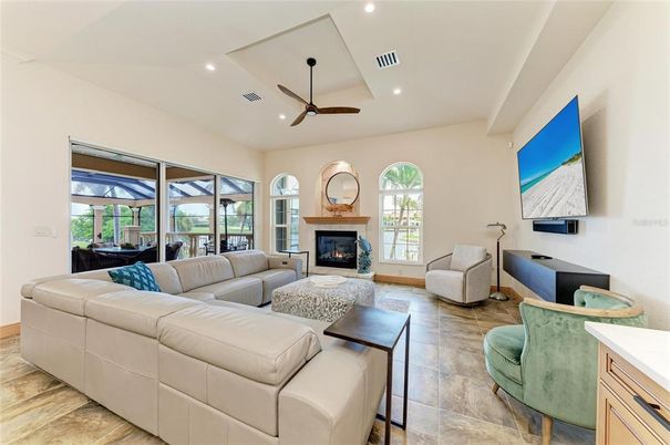 Fireplace, Interior, Living room, Recessed Lighting