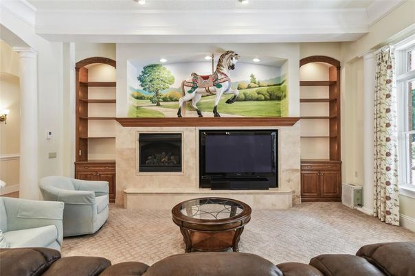 Fireplace, Interior, Living room, Recessed Lighting