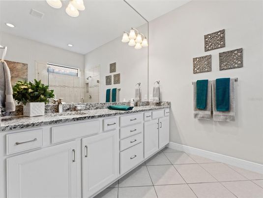 Bathroom, Dual Sink Vanities, Interior, Recessed Lighting