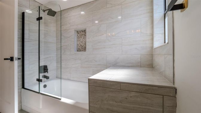 Bathroom, Glass Shower, Interior, Marble Walls