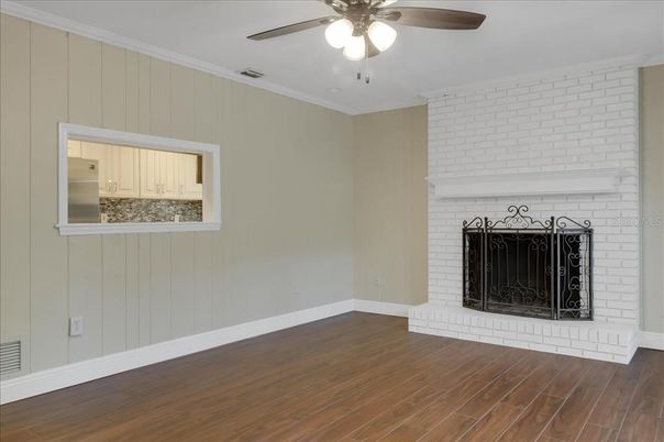 Empty room, Fireplace, Interior, Wood Texture Flooring
