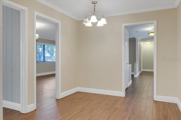 Empty room, Interior, Pendant Lights, Wood Texture Flooring