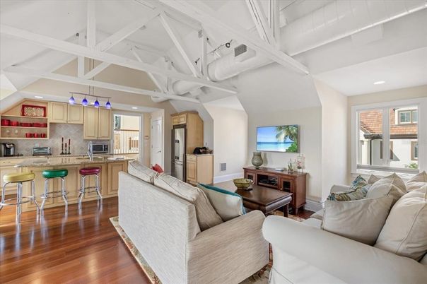 Interior, Kitchen, Living room, Pendant Lights, Recessed Lighting, Stainless Steel Appliances, Wood Texture Flooring