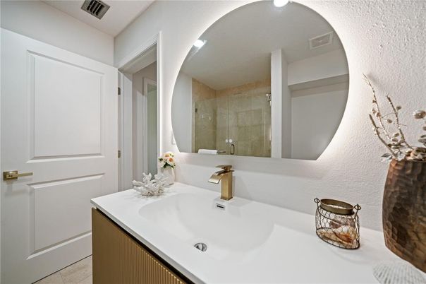 Bathroom, Glass Shower, Interior, Recessed Lighting