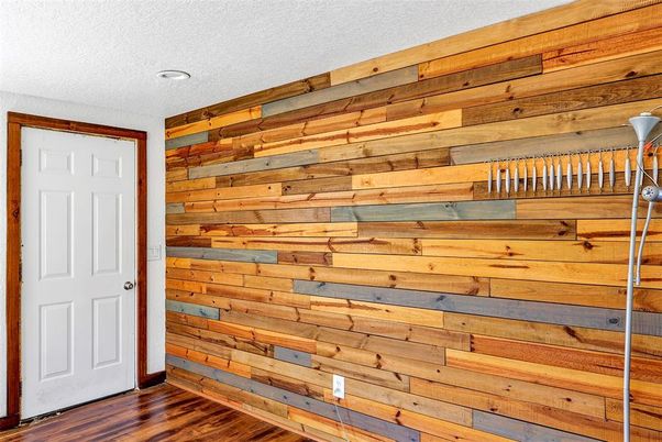 Interior, Recessed Lighting, Wood Texture Flooring, Wooden Walls
