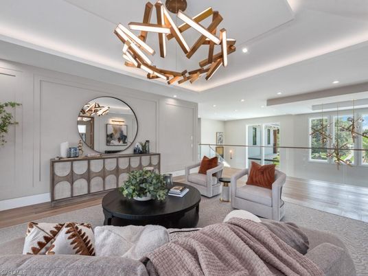 Interior, Living room, Pendant Lights, Recessed Lighting, Wood Texture Flooring