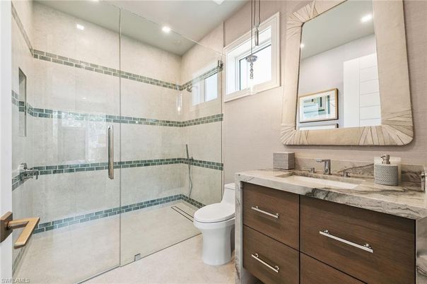 Bathroom, Glass Shower, Interior, Recessed Lighting