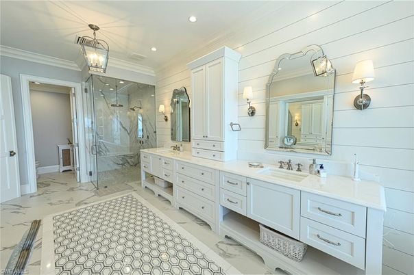 Bathroom, Dual Sink Vanities, Glass Shower, Interior, Recessed Lighting