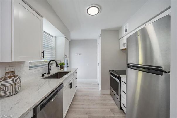 Interior, Kitchen, Stainless Steel Appliances, Wood Texture Flooring