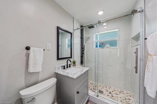Bathroom, Glass Shower, Interior, Recessed Lighting